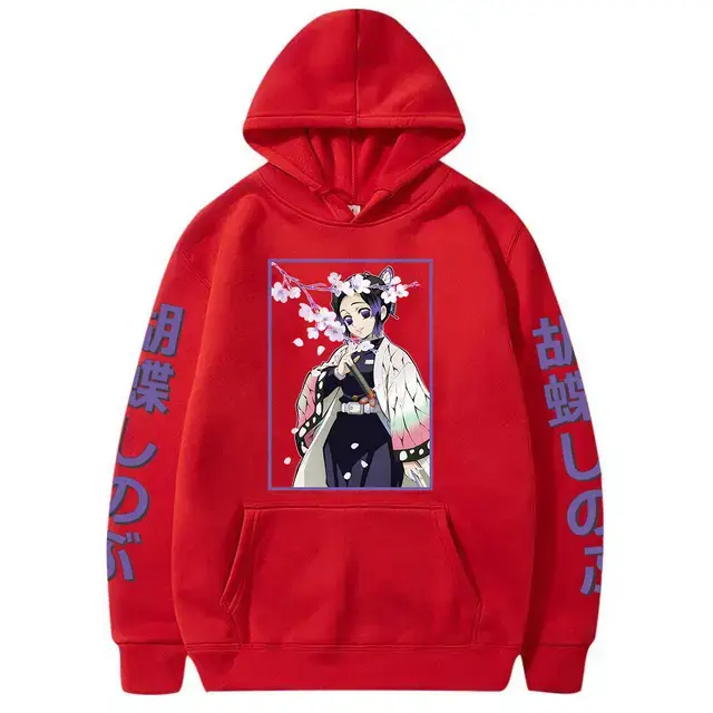 Pink Cross-border Fleece Hoodie for Men with Anime Print