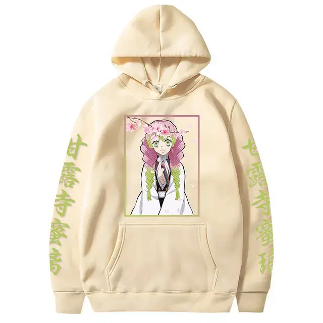 Pink Cross-border Fleece Hoodie for Men with Anime Print