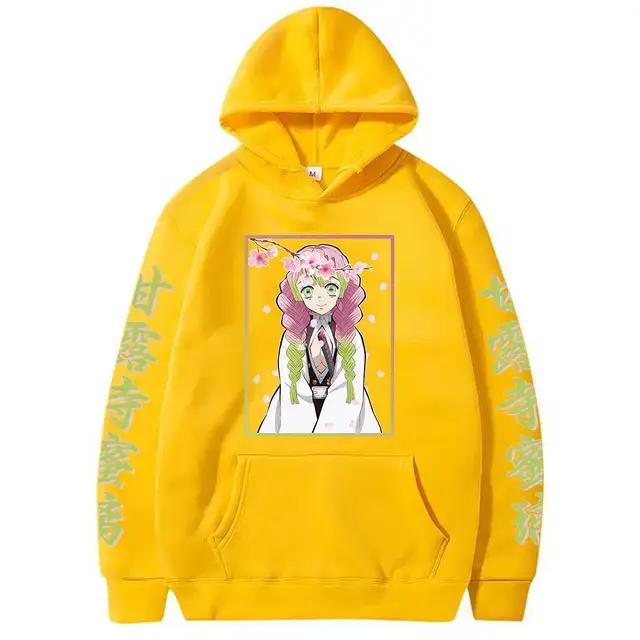 Pink Cross-border Fleece Hoodie for Men with Anime Print
