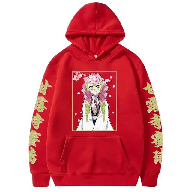 Pink Cross-border Fleece Hoodie for Men with Anime Print