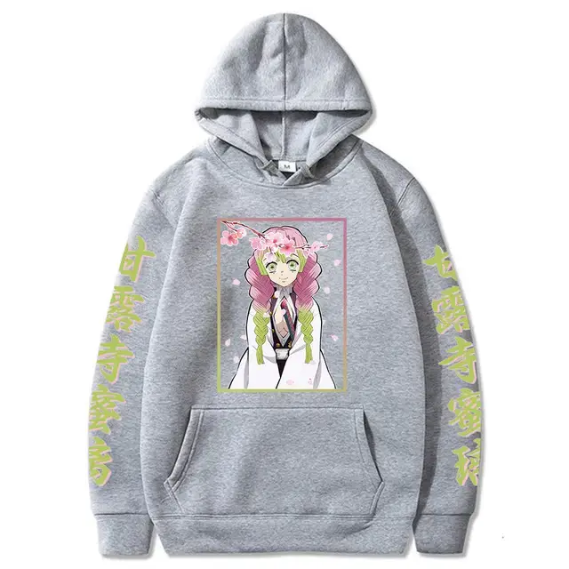 Pink Cross-border Fleece Hoodie for Men with Anime Print