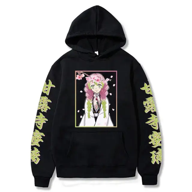 Pink Cross-border Fleece Hoodie for Men with Anime Print