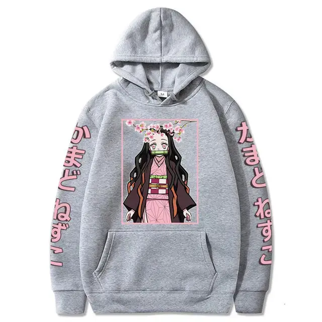 Pink Cross-border Fleece Hoodie for Men with Anime Print