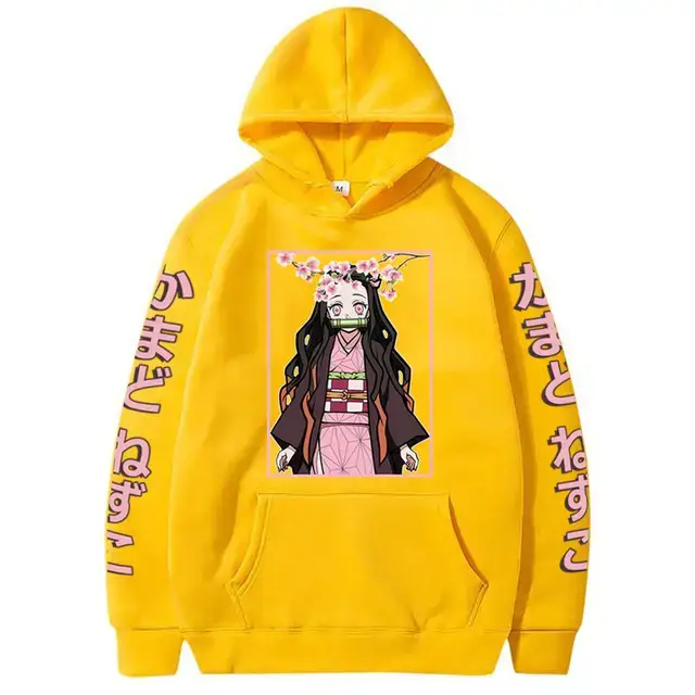 Pink Cross-border Fleece Hoodie for Men with Anime Print