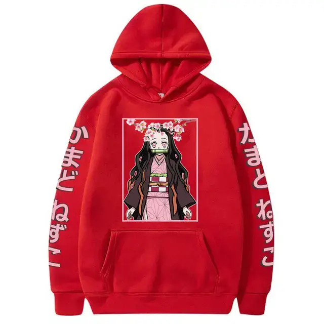 Pink Cross-border Fleece Hoodie for Men with Anime Print