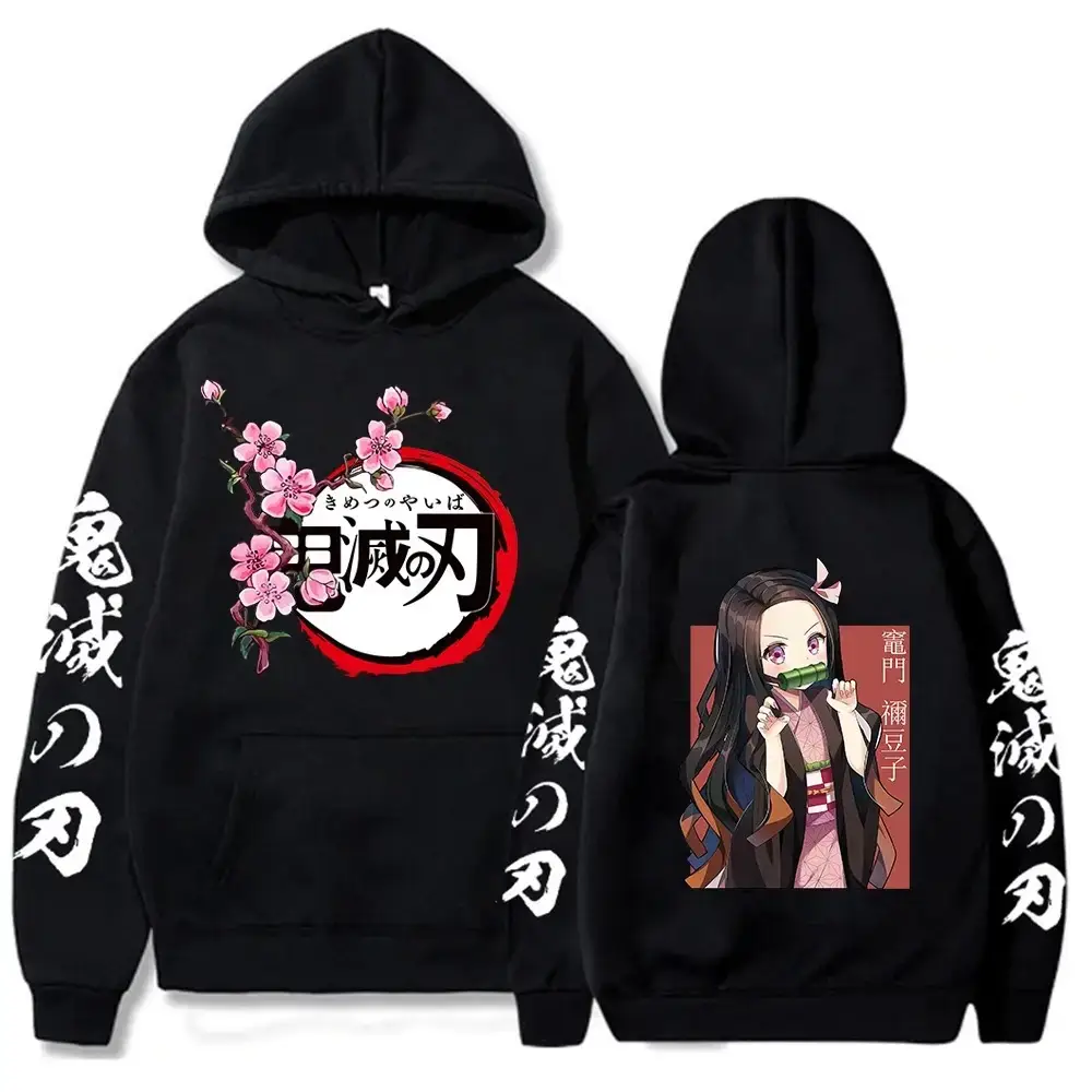 Pink Cross-border Fleece Hoodie for Men with Anime Print