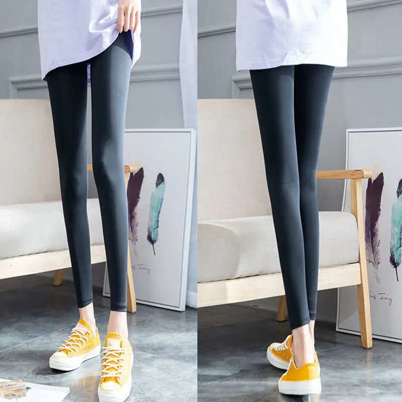 Women Ice Silk Leggings Stretch Anti-Running Sports Pants - Image 6