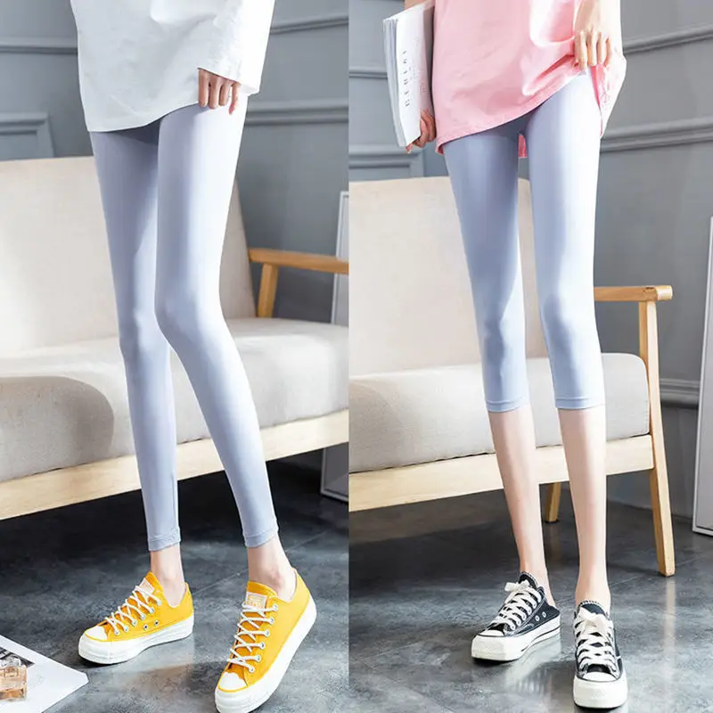 Women Ice Silk Leggings Stretch Anti-Running Sports Pants - Image 7