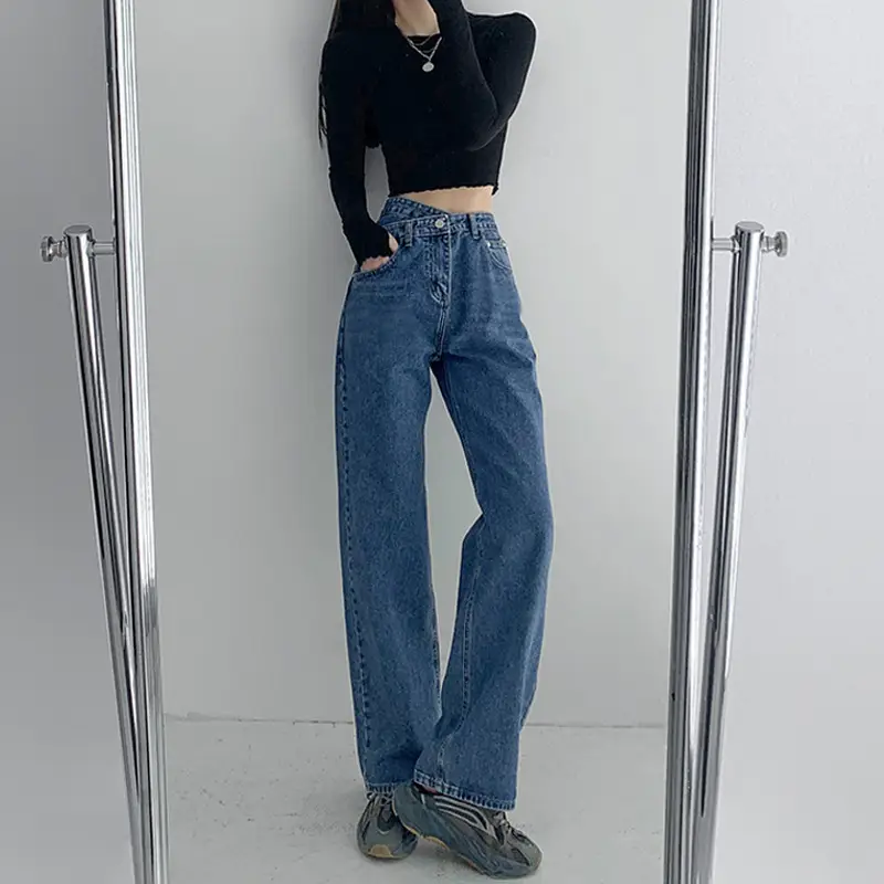 Women Light Blue Wide Leg Jeans Summer 2022 - Image 2