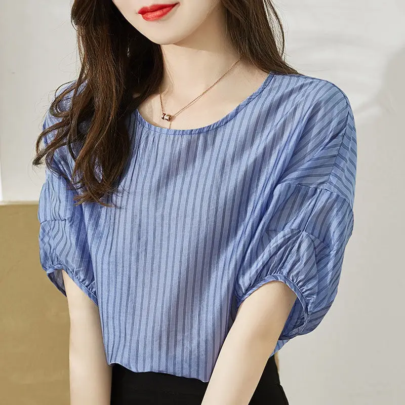 Women Striped Short Sleeve Top 2023 Summer - Image 4