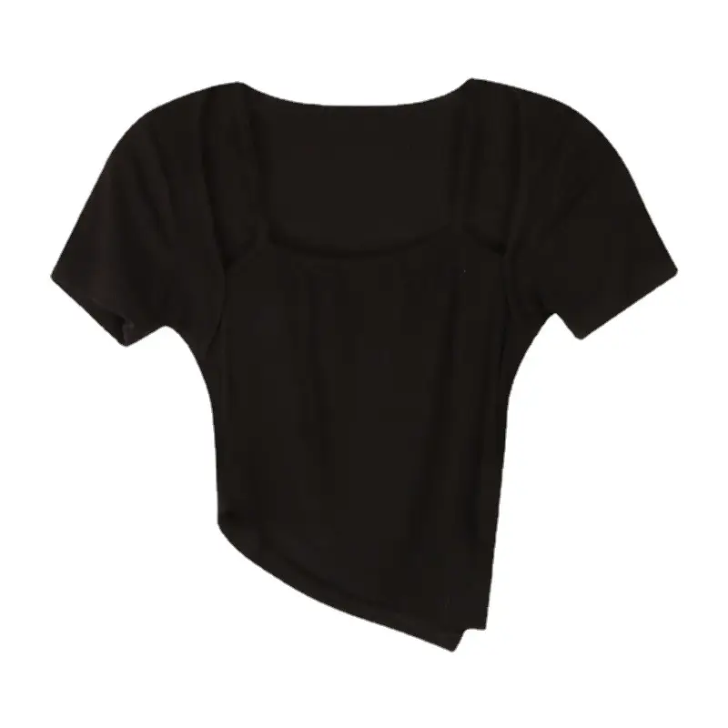 Black Fake Two-Piece Short Sleeve Women Summer Top - Image 7