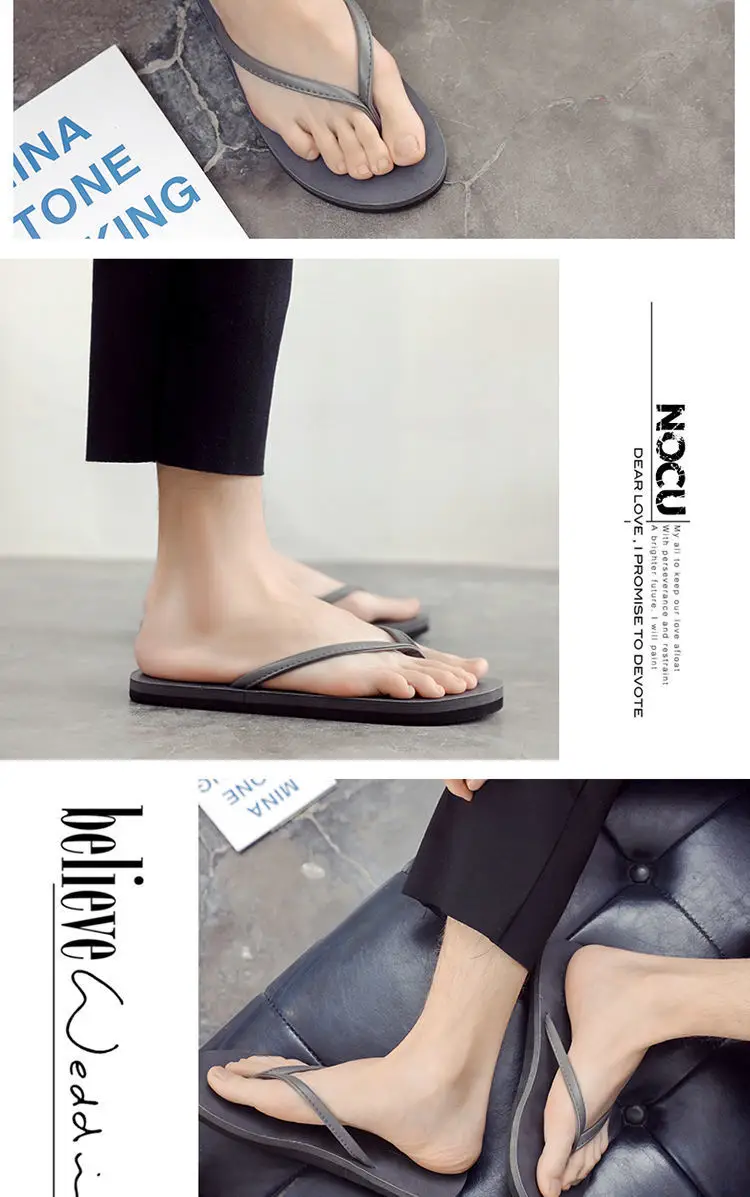 Men's Brown Leather Flip Flops Non-Slip Summer Wear — feature 18