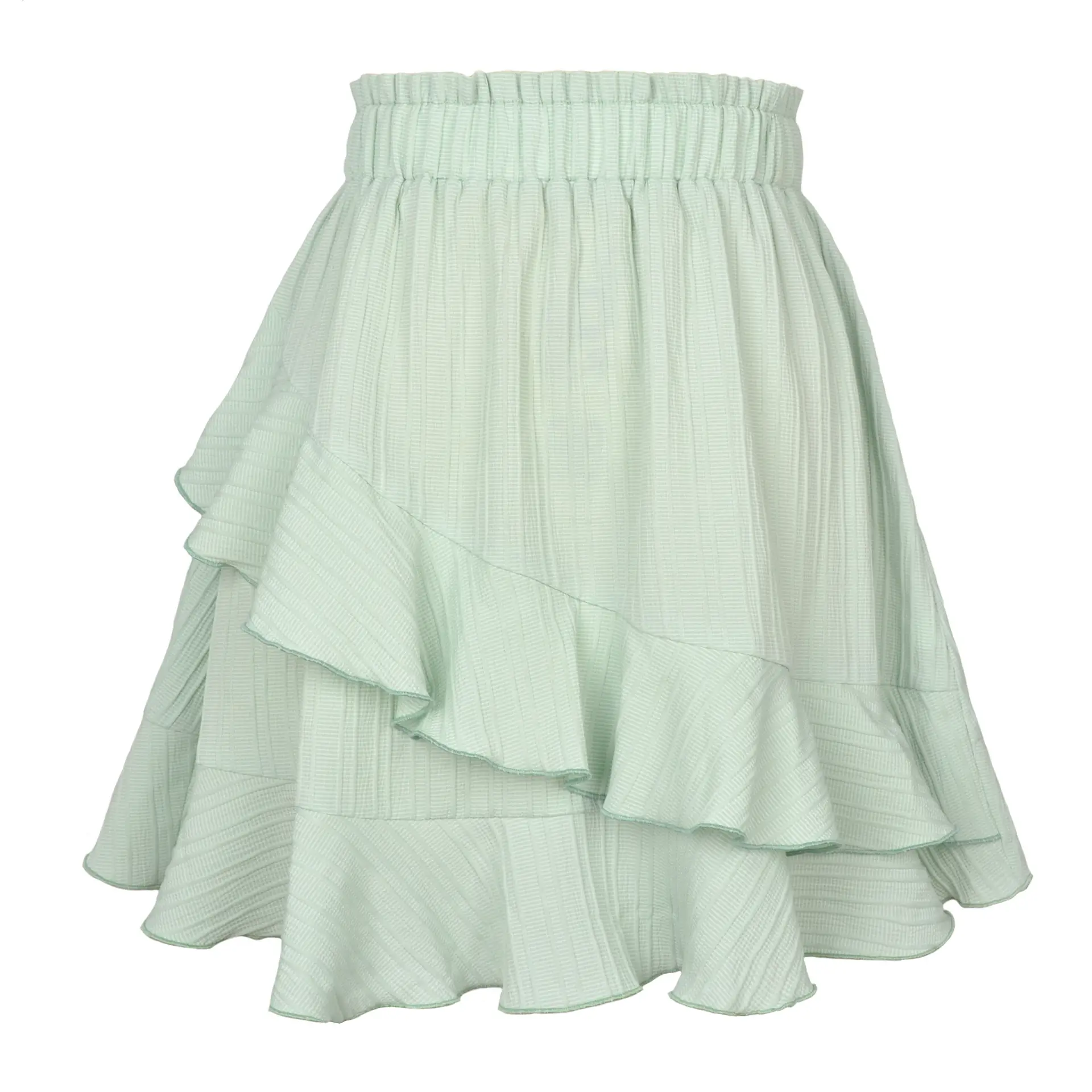 2022 Summer Ruffled Skirt Women High Waist Irregular Solid Color Large Hem - Image 9