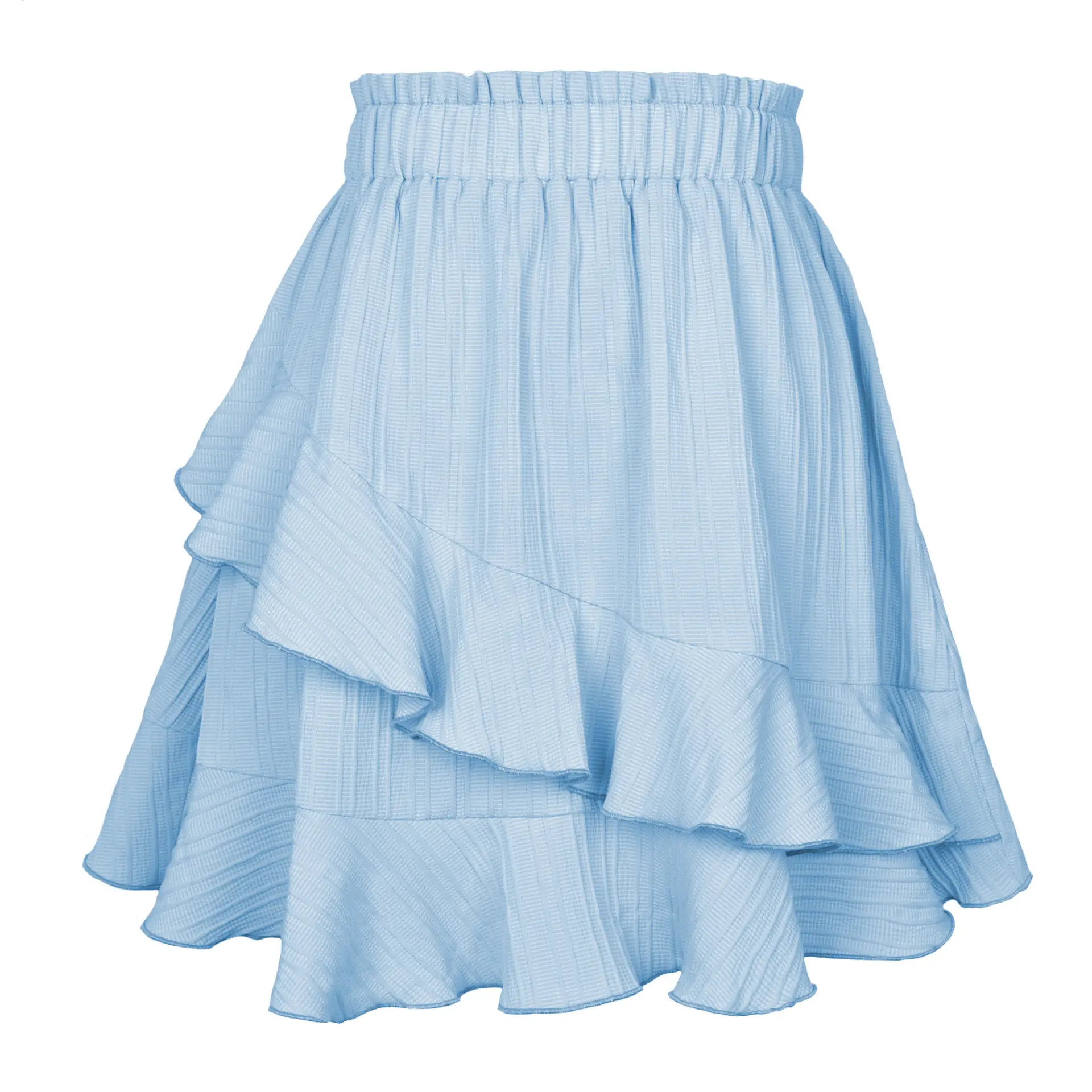 2022 Summer Ruffled Skirt Women High Waist Irregular Solid Color Large Hem - Image 3