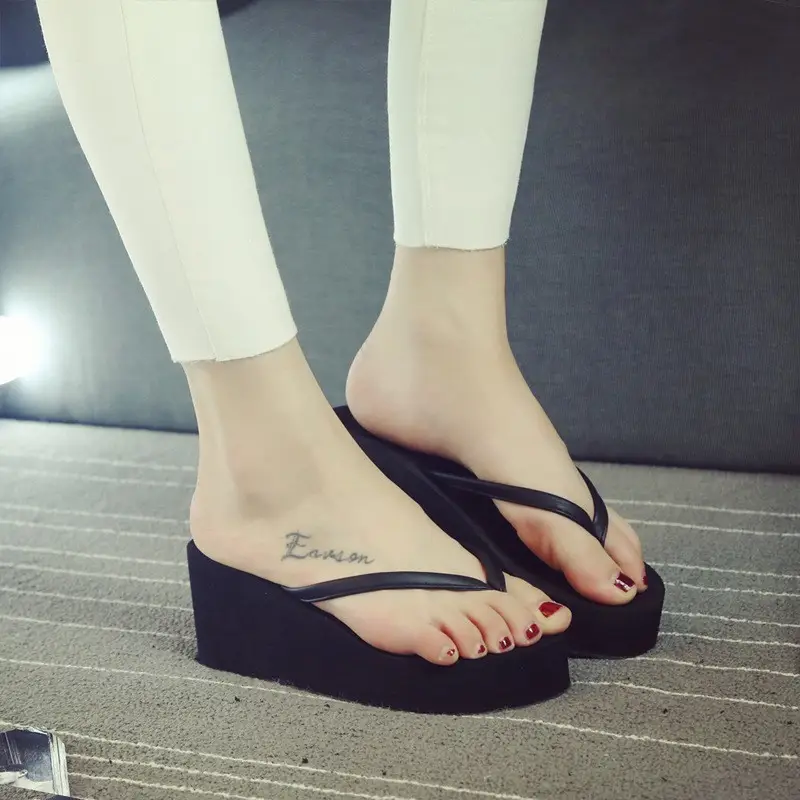 Women's Black Wedge Sandals with Bracelet