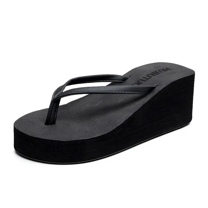 Women's Black Wedge Sandals with Bracelet