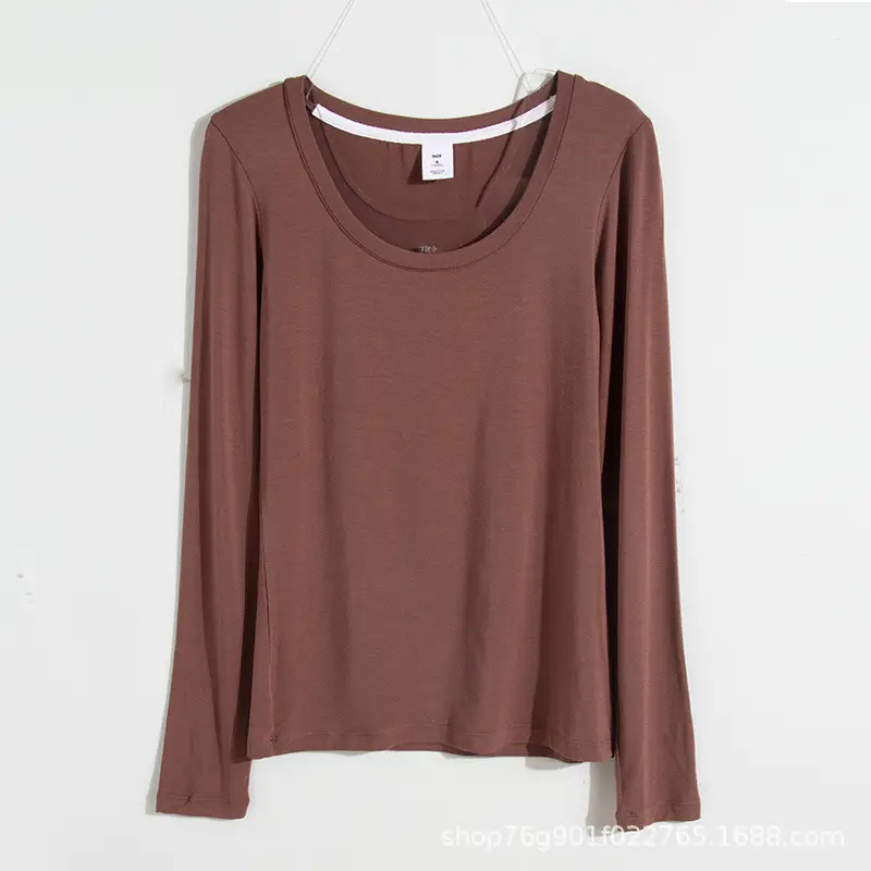 Men's Modal Crewneck T-Shirt Brown 2022 Spring Summer - Image 3