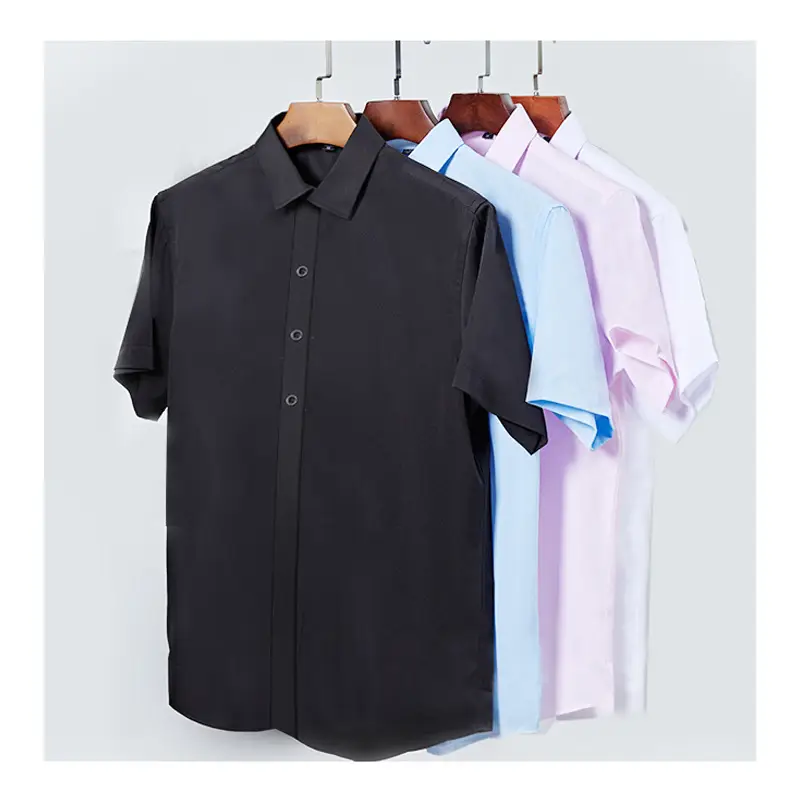 Men's Black Button Collar Shirt with Elastic Wrap