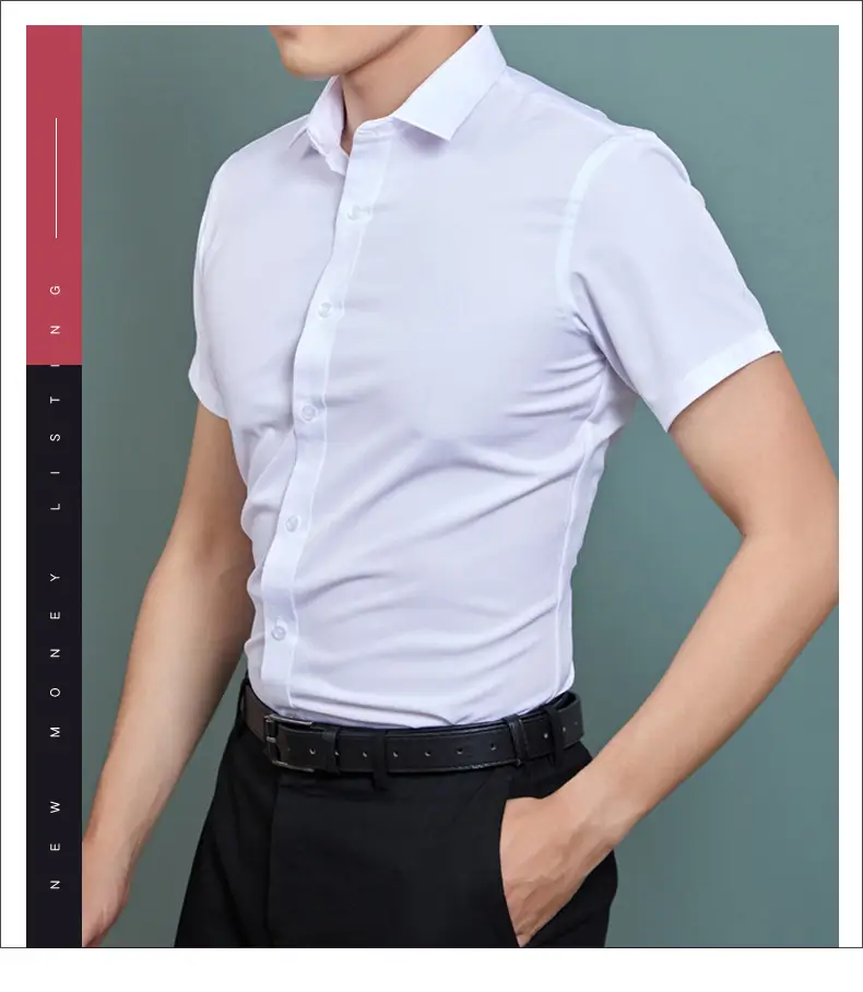 Men's Black Button Collar Shirt with Elastic Wrap — feature 3