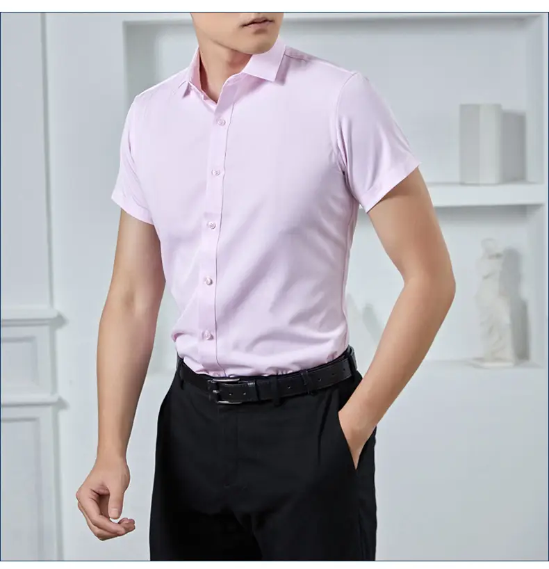 Men's Black Button Collar Shirt with Elastic Wrap — feature 8