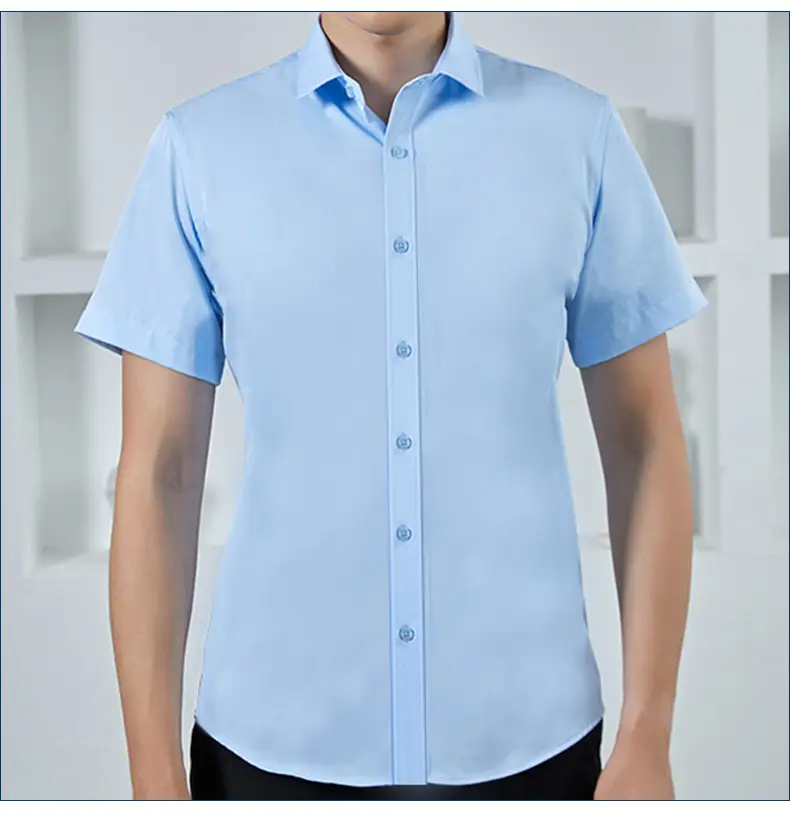 Men's Black Button Collar Shirt with Elastic Wrap — feature 9