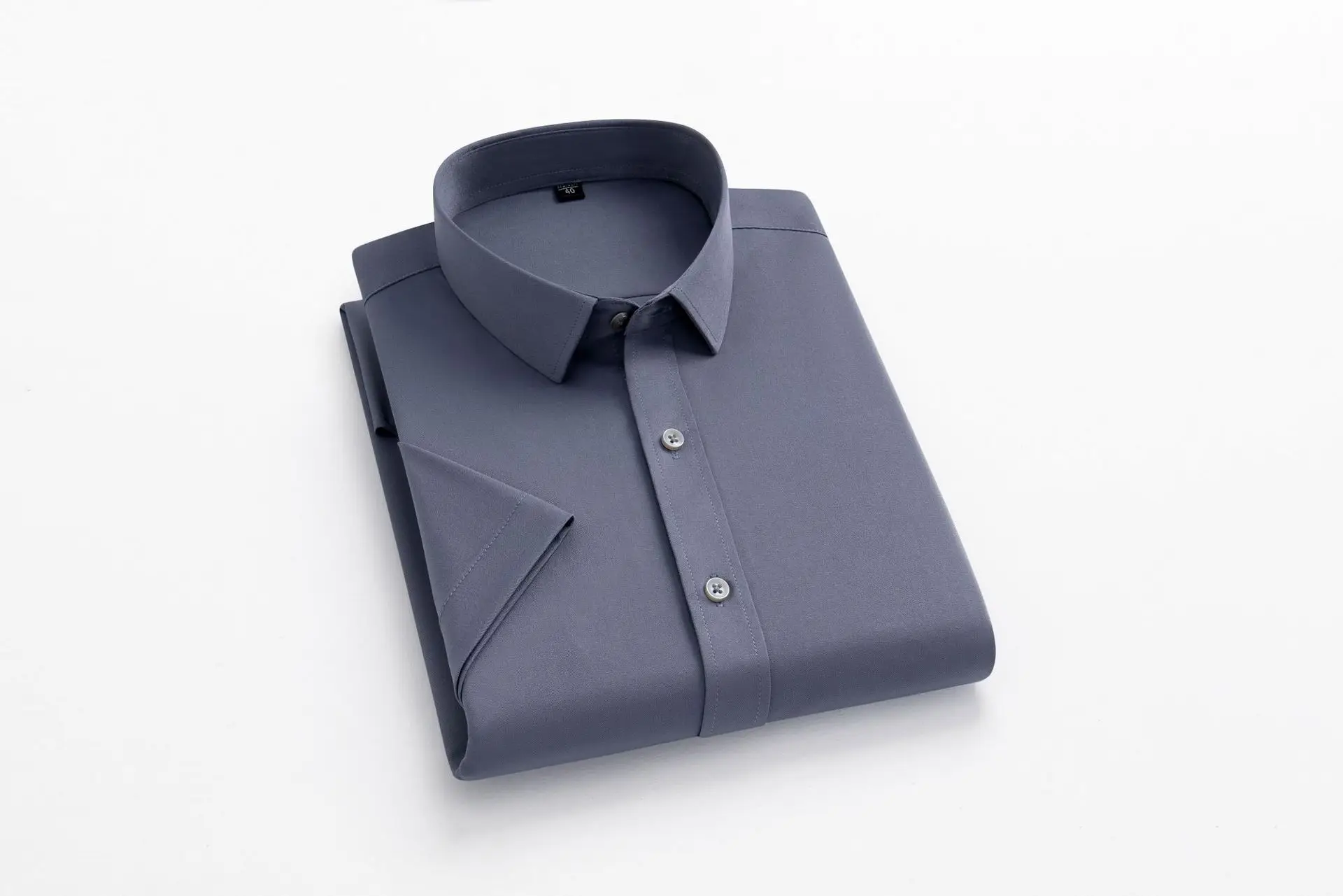 Men's Black Button Collar Shirt with Elastic Wrap