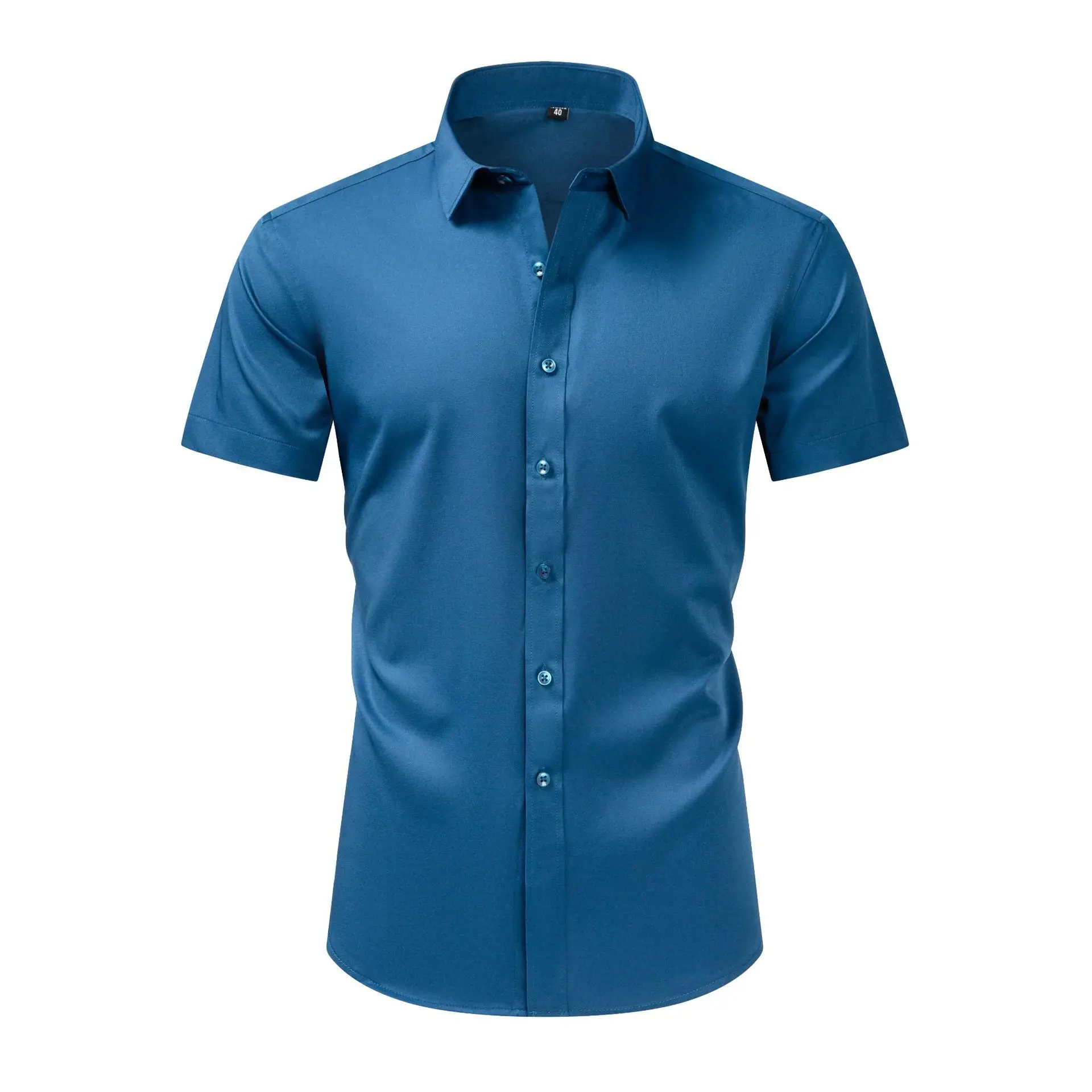 Men's Black Button Collar Shirt with Elastic Wrap