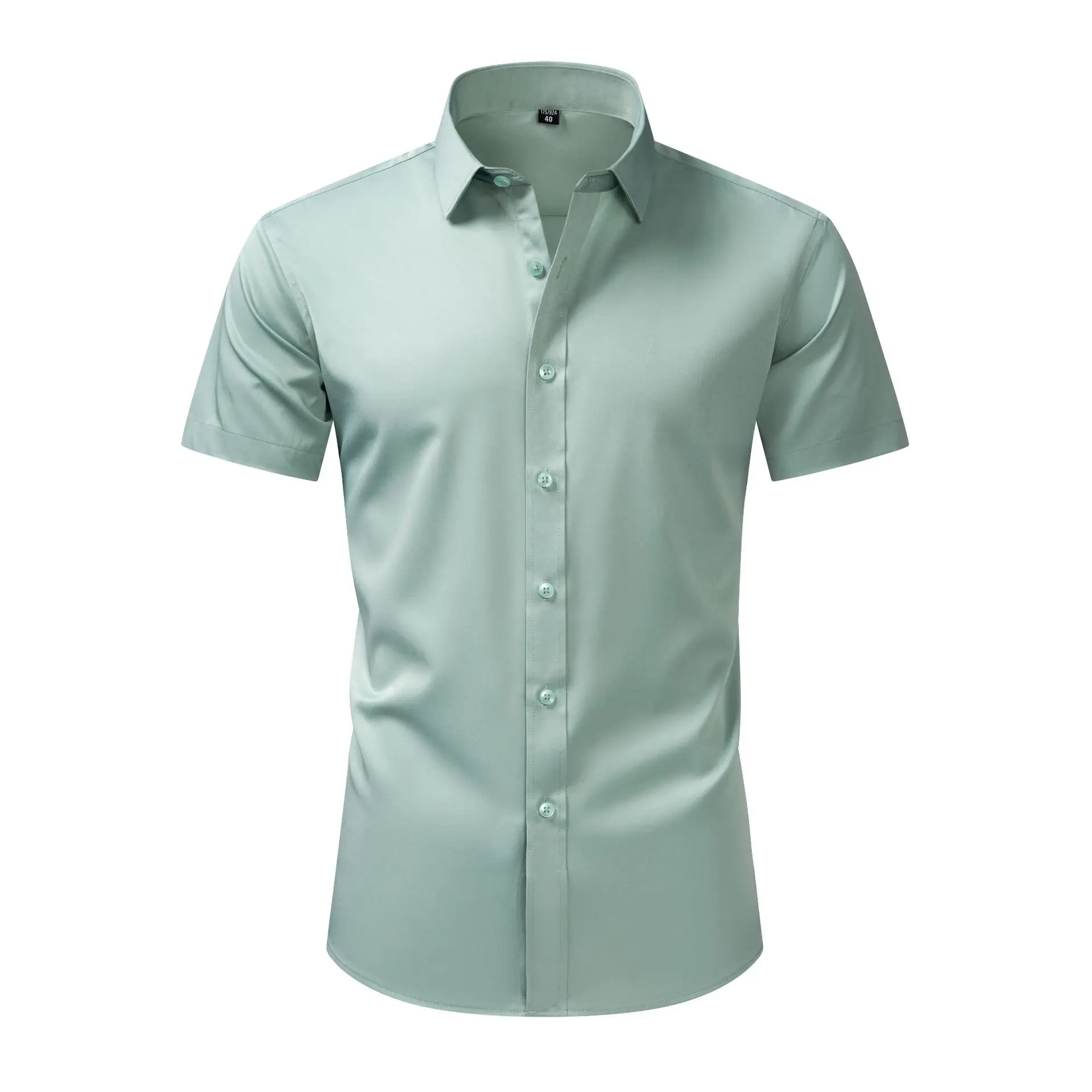 Men's Black Button Collar Shirt with Elastic Wrap