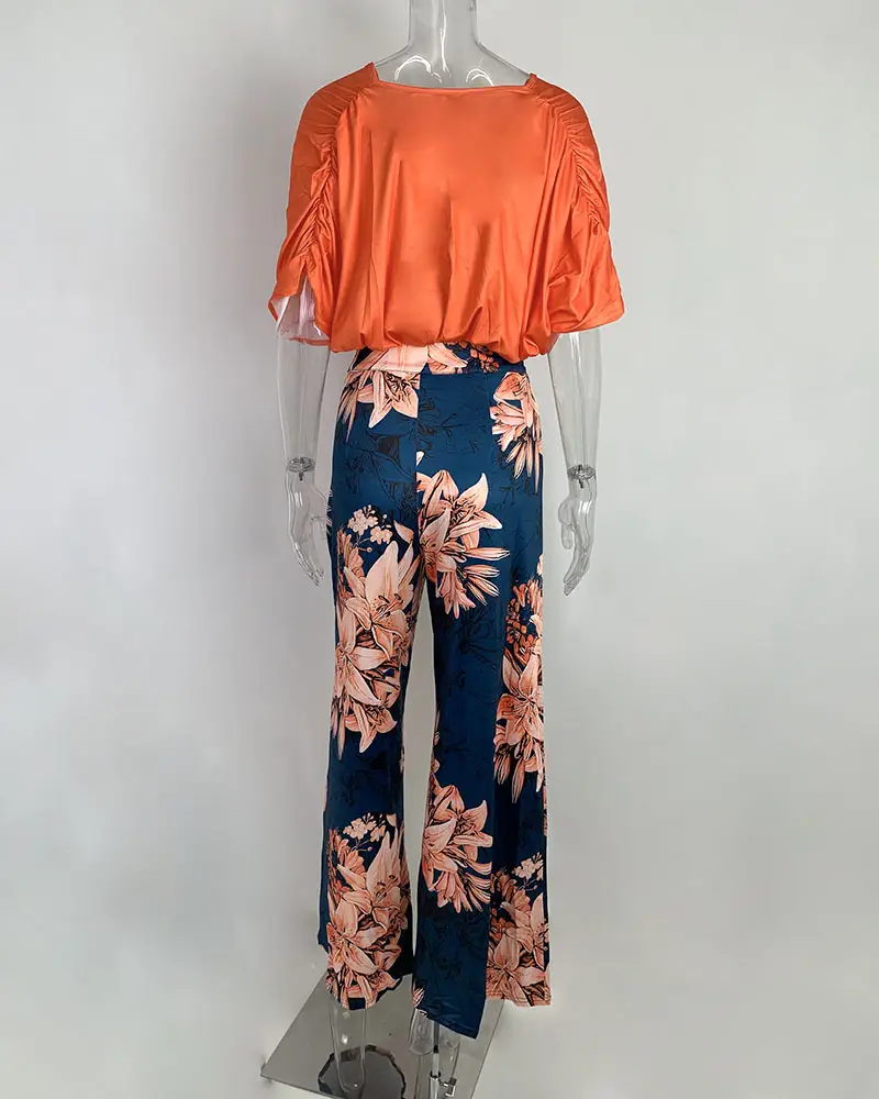 2026 Women's Printed Wide-Leg V-Neck Pants Set — feature 46