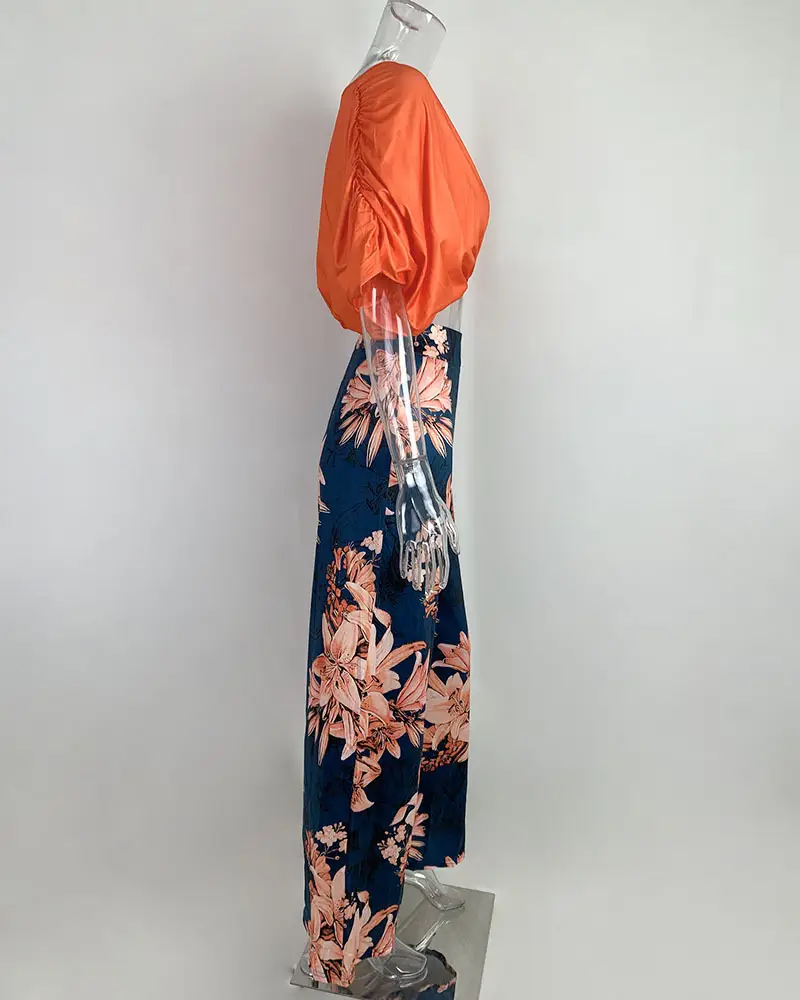 2026 Women's Printed Wide-Leg V-Neck Pants Set — feature 47