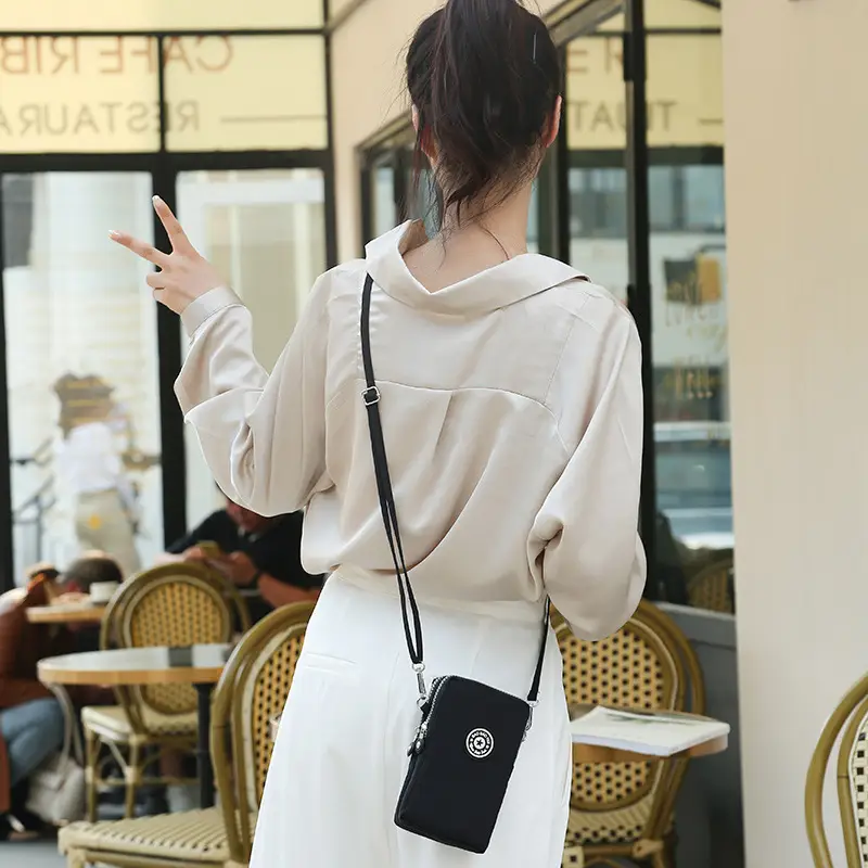 Large Capacity Phone Bag with 4-Point Closure, Red Nylon, Shoulder Crossbody - Image 8