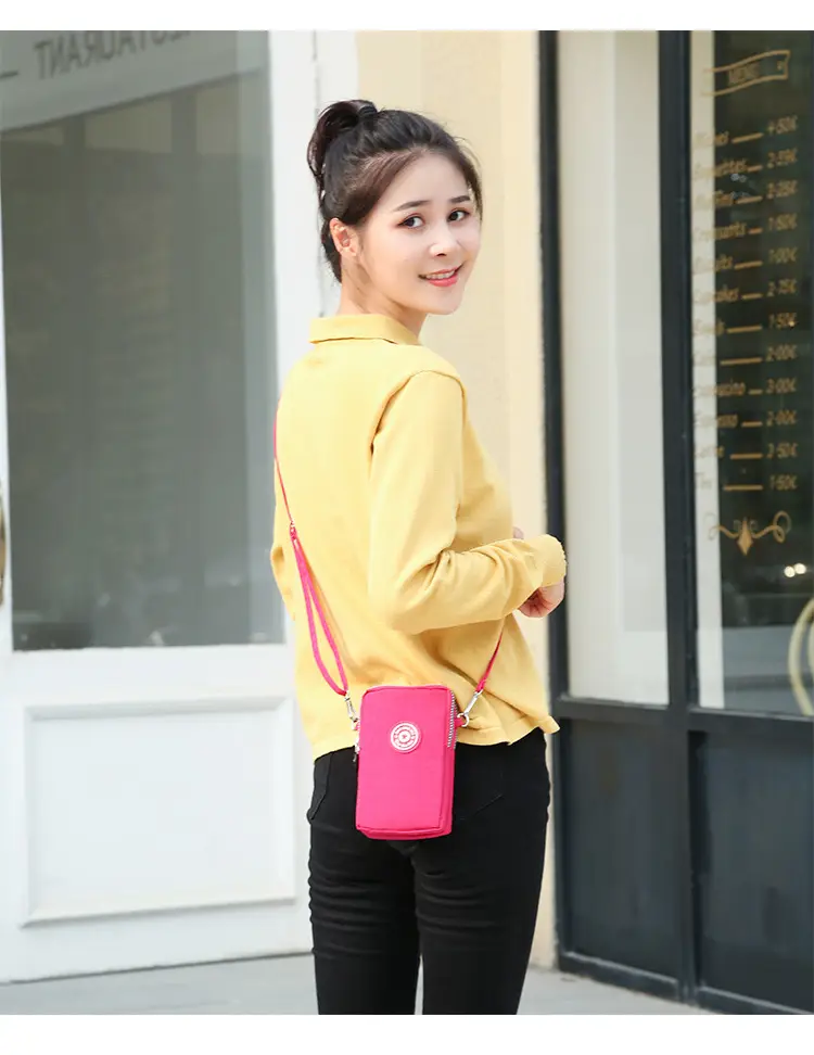 Large Capacity Phone Bag with 4-Point Closure, Red Nylon, Shoulder Crossbody — feature 16