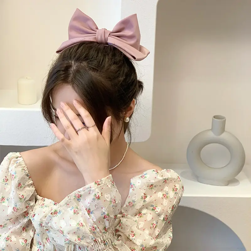 Korean Style Black Big Bow Hairpin for Women - Image 6