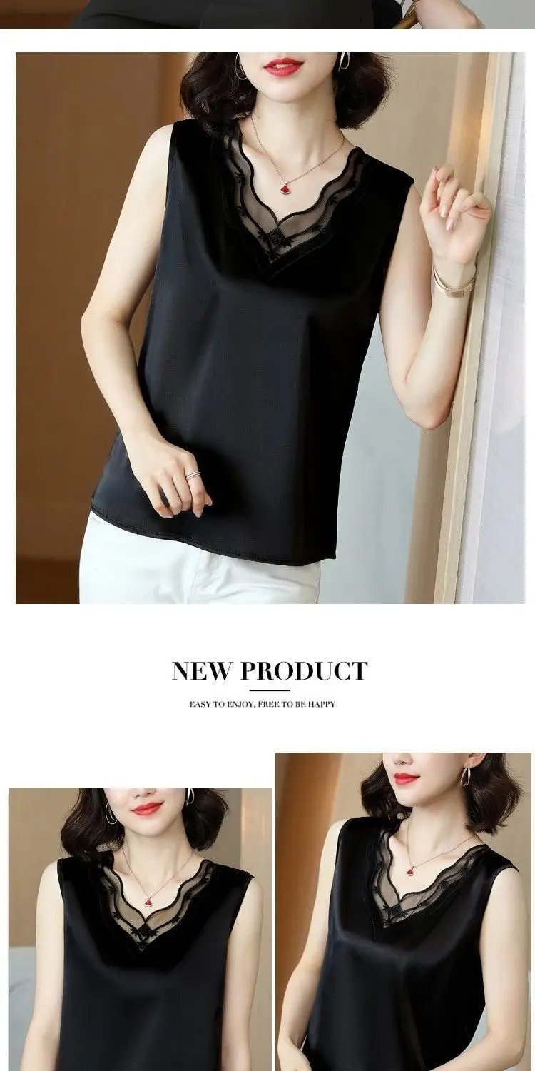 2022 Camisole Plus Size White Sleeveless V-Neck — feature 4