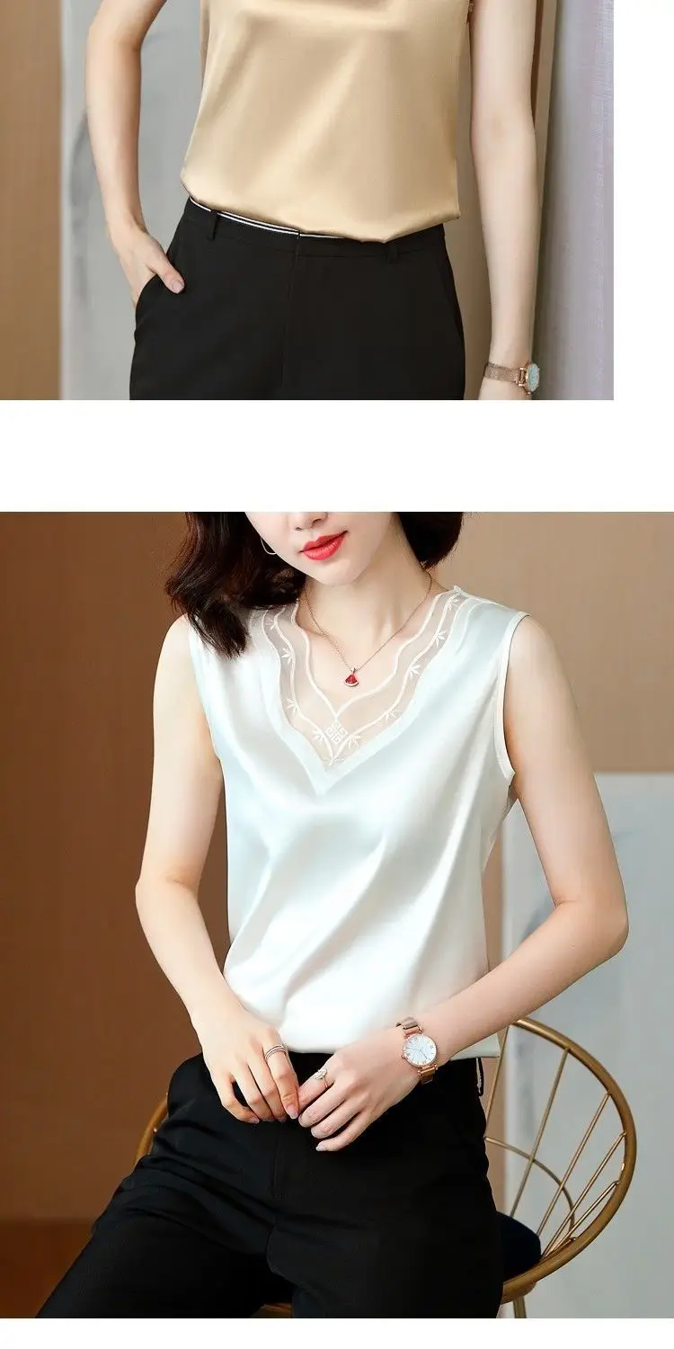 2022 Camisole Plus Size White Sleeveless V-Neck — feature 8