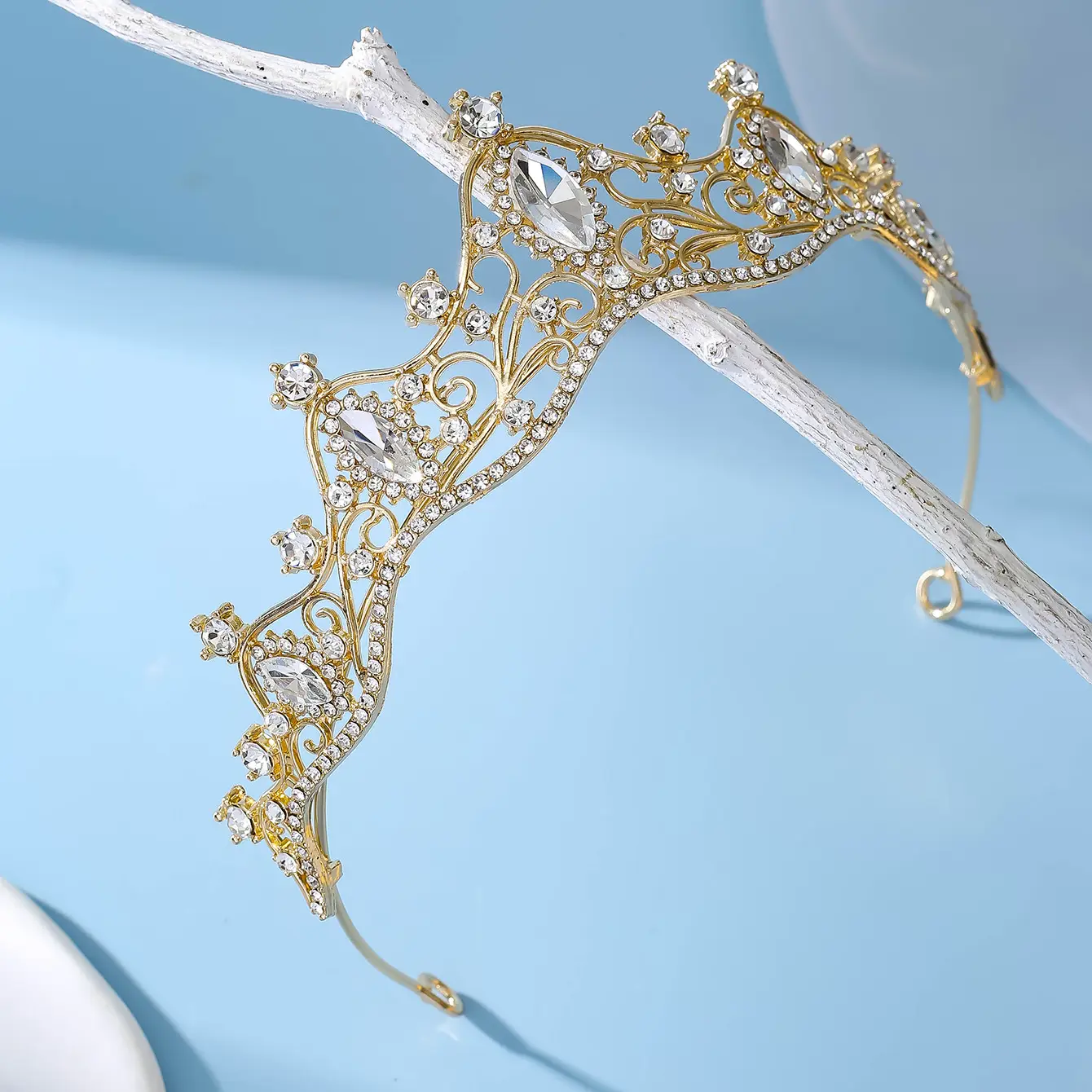 Silver Bridal Crown Headband 5cm High 15cm Wide — feature 4