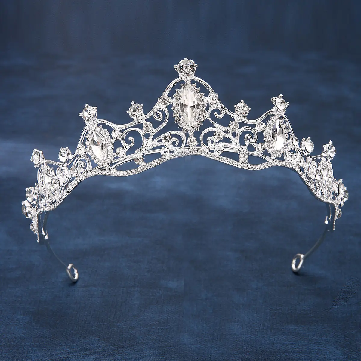 Silver Bridal Crown Headband 5cm High 15cm Wide - Image 2
