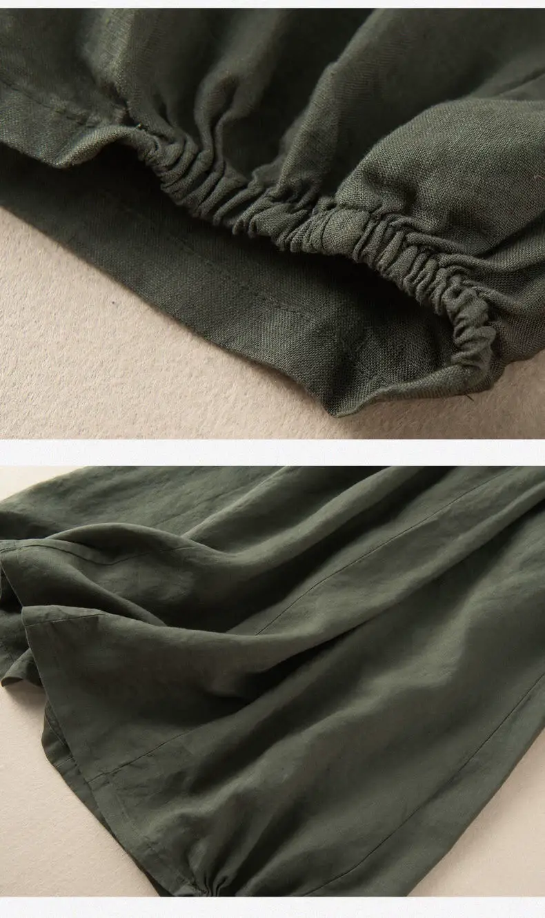Large Size Women Linen Skirt Navy Blue A Line — feature 14