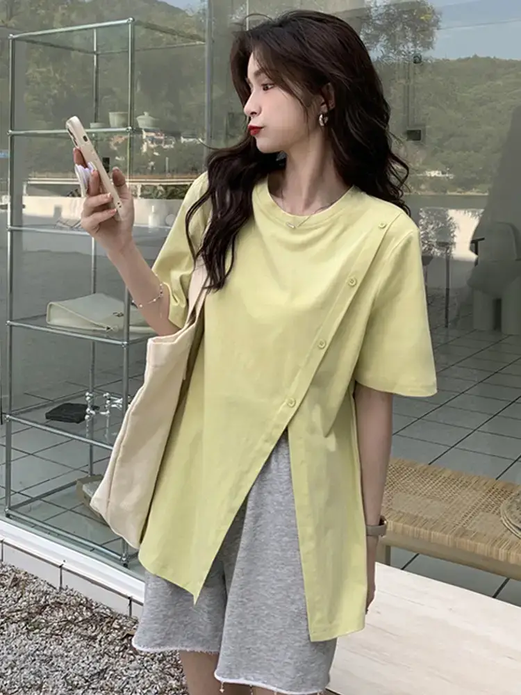 Women Slit T-Shirt Summer Loose Fit 2025 - Image 4