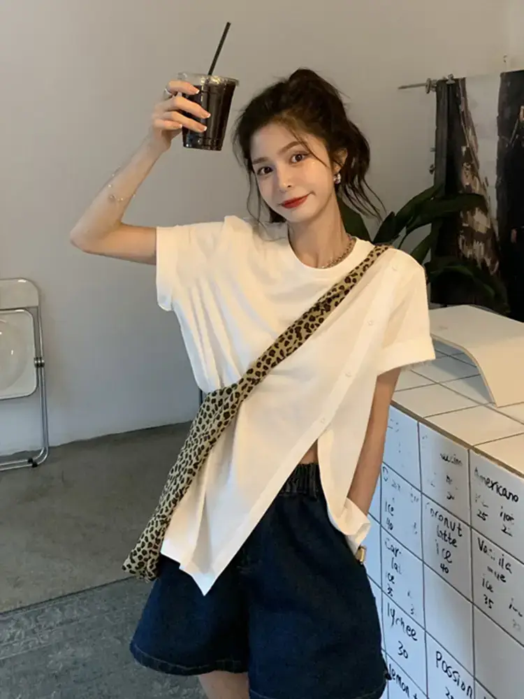 Women Slit T-Shirt Summer Loose Fit 2025 - Image 5