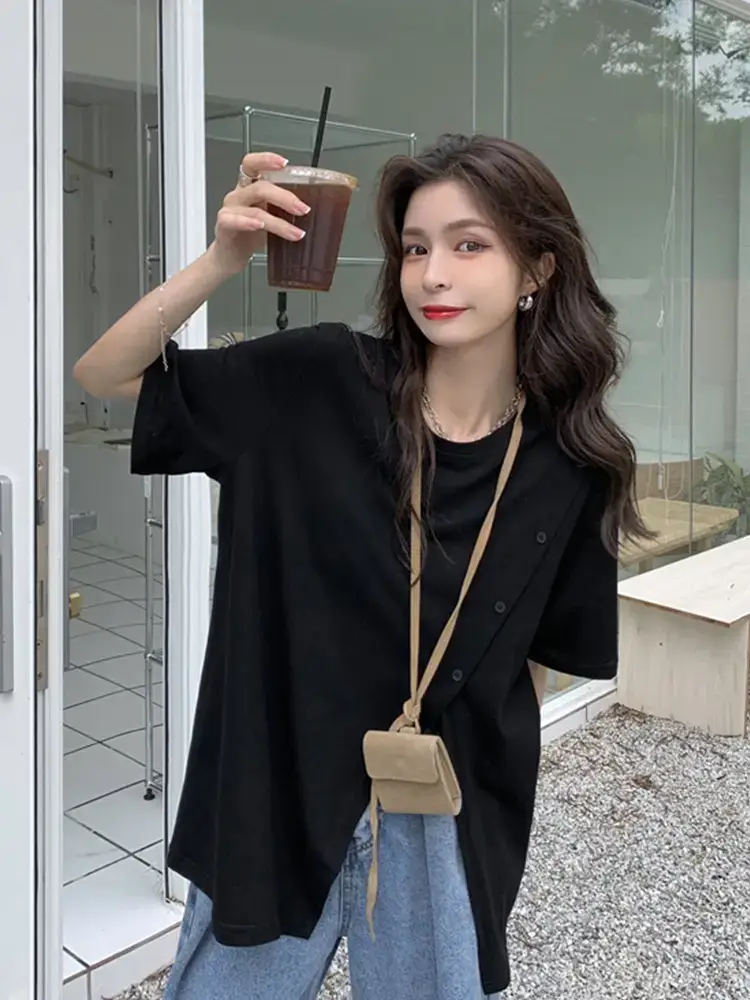 Women Slit T-Shirt Summer Loose Fit 2025 - Image 6