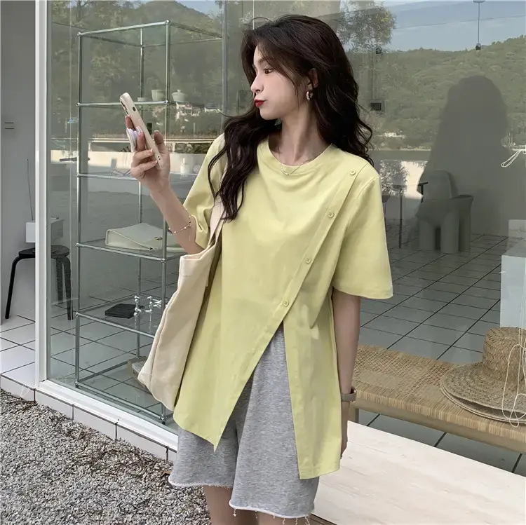 Women Slit T-Shirt Summer Loose Fit 2025 — feature 24