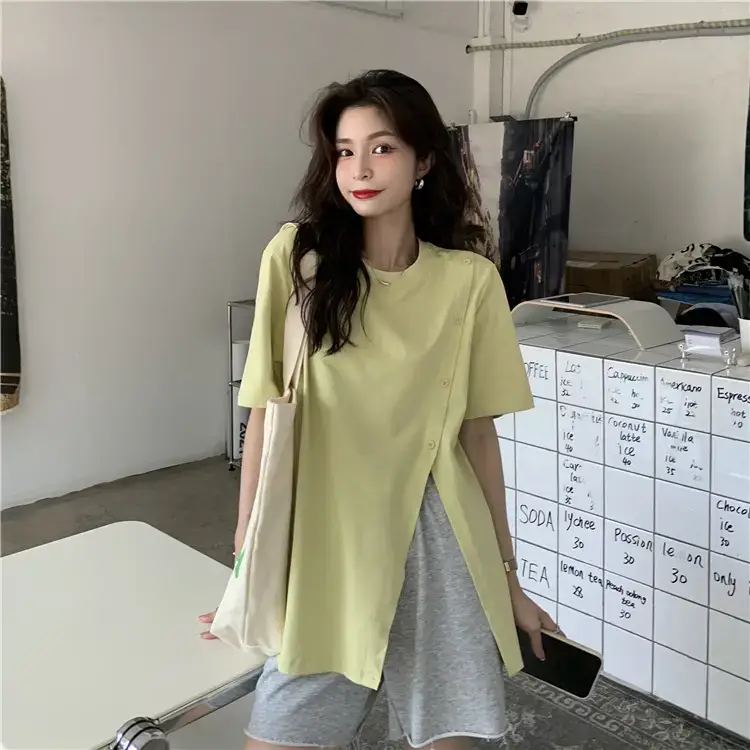 Women Slit T-Shirt Summer Loose Fit 2025 — feature 33