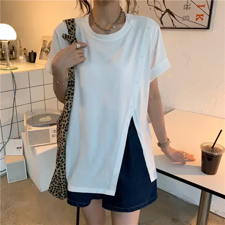 Women Slit T-Shirt Summer Loose Fit 2025 — feature 35