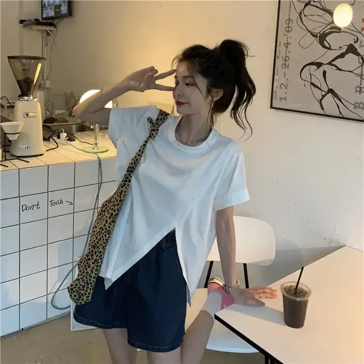 Women Slit T-Shirt Summer Loose Fit 2025 — feature 36