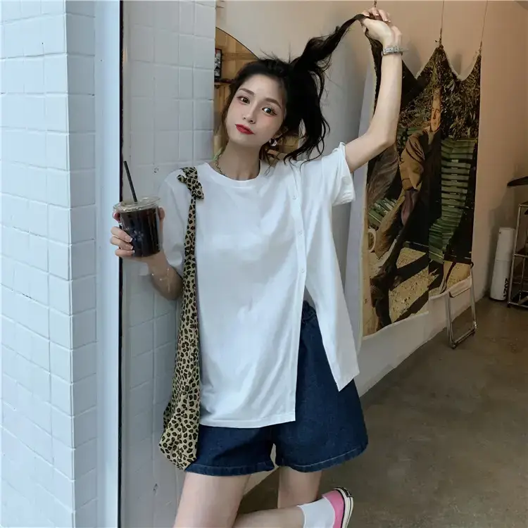 Women Slit T-Shirt Summer Loose Fit 2025 — feature 43