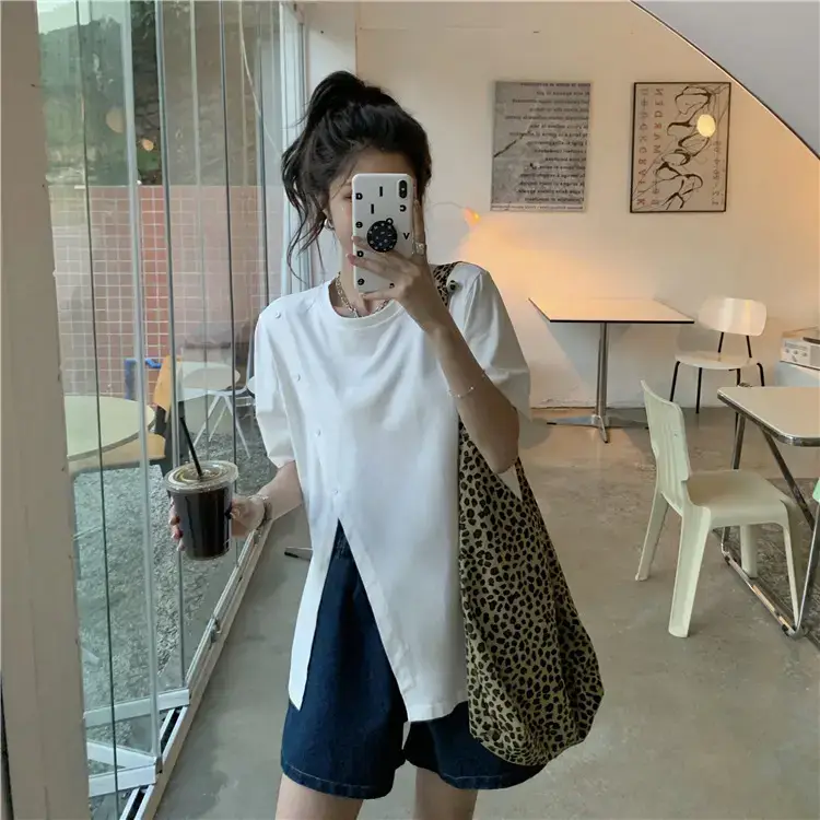 Women Slit T-Shirt Summer Loose Fit 2025 — feature 45