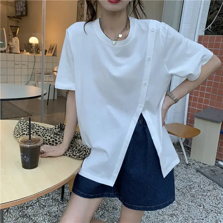 Women Slit T-Shirt Summer Loose Fit 2025 — feature 46