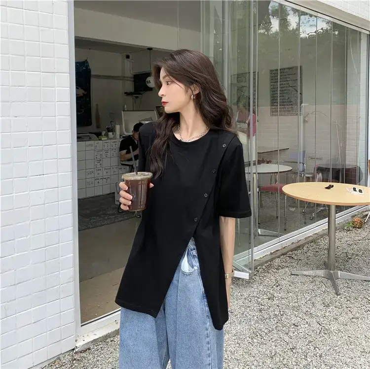 Women Slit T-Shirt Summer Loose Fit 2025 — feature 5
