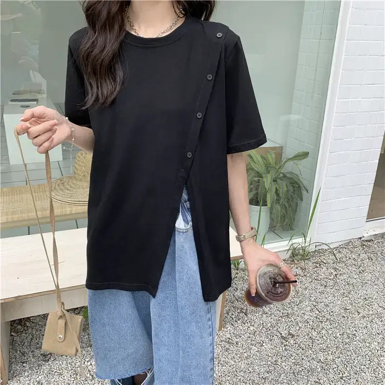 Women Slit T-Shirt Summer Loose Fit 2025 — feature 7